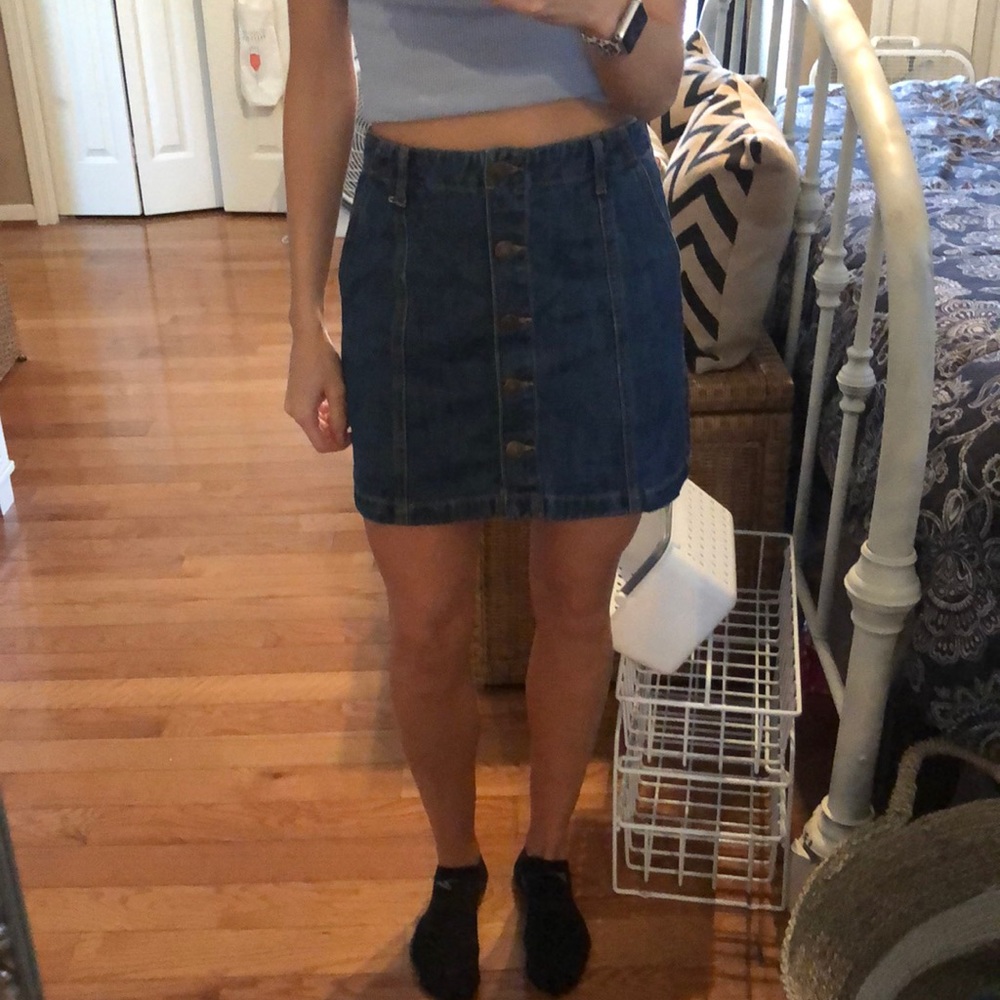 High waisted denim skirt